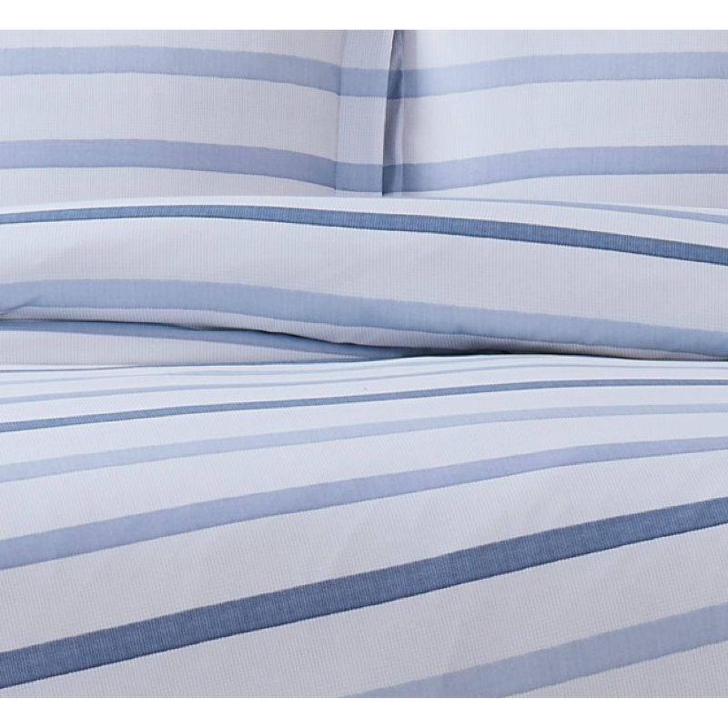 Waffle Stripe Duvet Cover Set Blue/White - Truly Soft