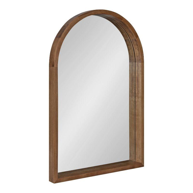 Rustic Poplar Wood 30" Arch Vanity Mirror in Natural Brown