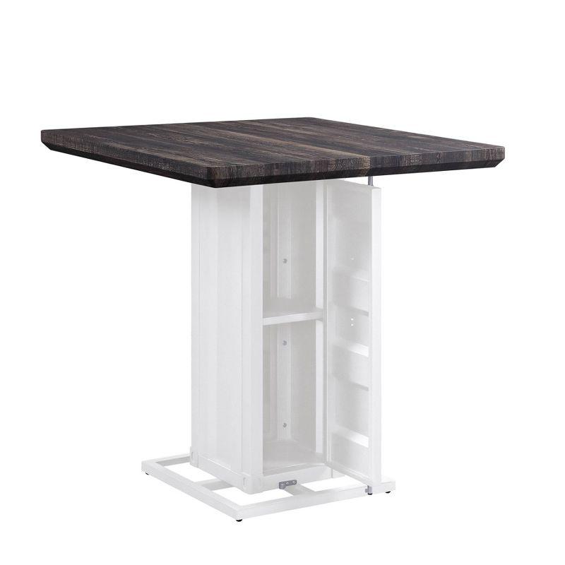 36" Cargo Accent Table Antique Walnut/White - Acme Furniture: Square Counter Height, 4-Seater, Wood & Metal Frame