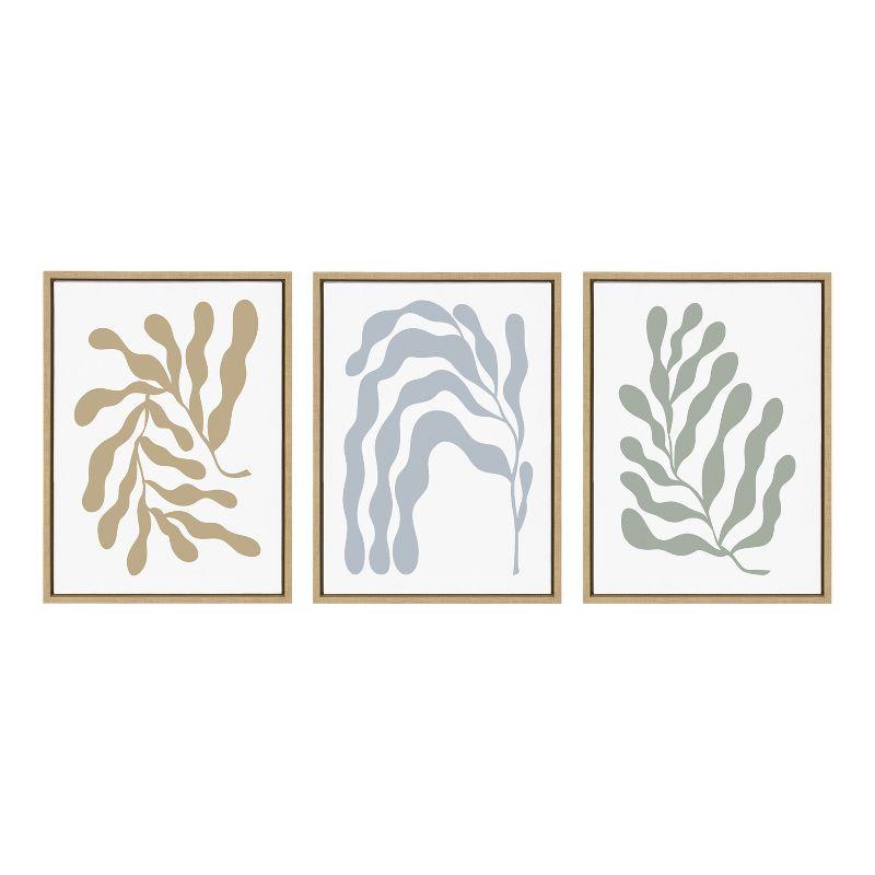 Natural Abstract Botanical Canvas Art Set with Polystyrene Frame