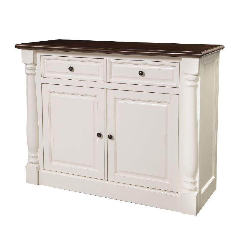 Elegant Distressed White Carved Sideboard with Adjustable Shelves