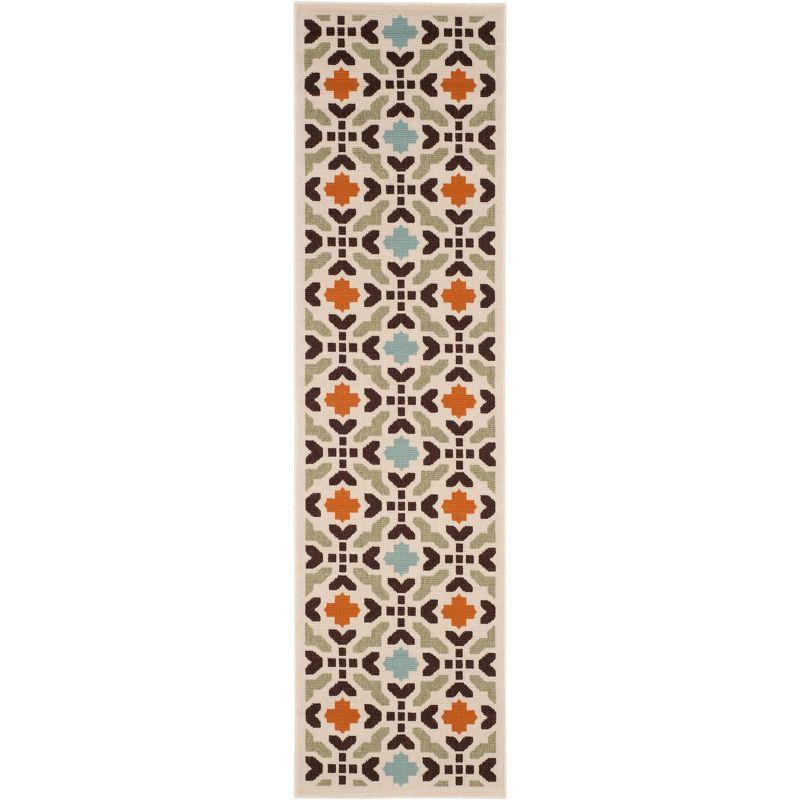 Veranda VER080 Power Loomed Indoor/Outdoor Runner Rug - Cream/Terracotta - 2'3"x8' - Safavieh