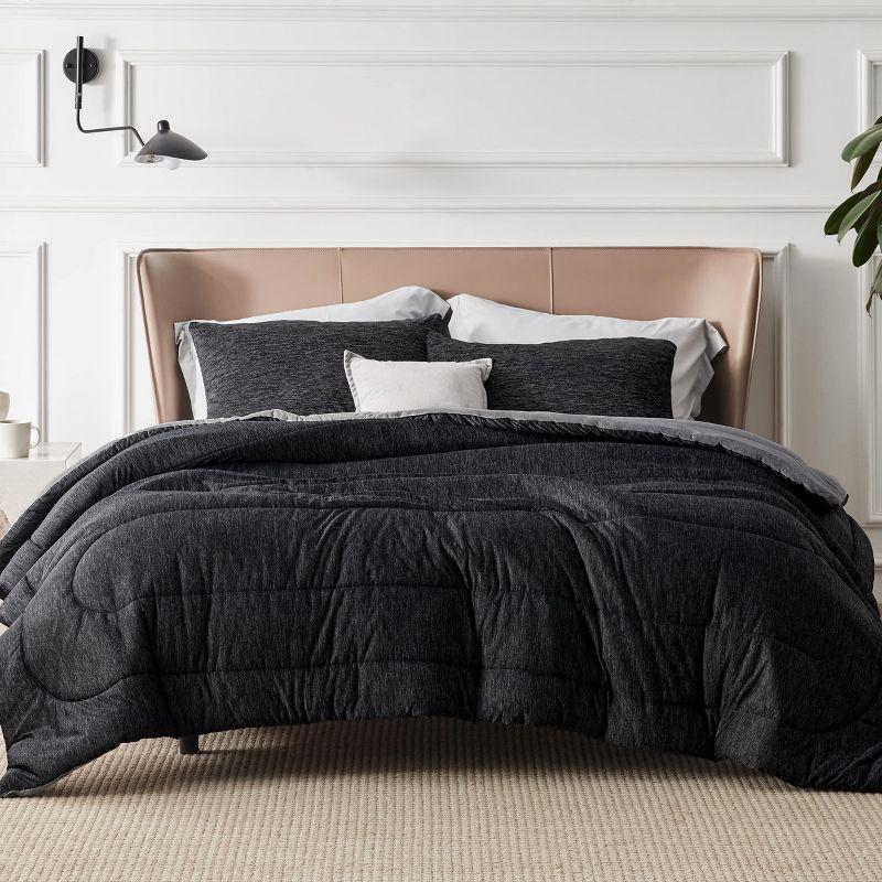 Charcoal Black Reversible Queen Bedspread Set with Pillowcases