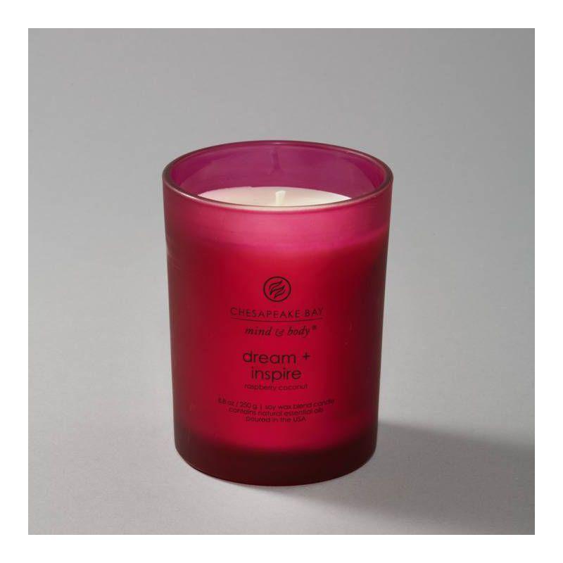 Frosted Glass Dream + Inspire Lidded Jar Candle Burgundy 8.8oz: Essential Oils, Soy Blend - Mind & Body by Chesapeake Bay Candle