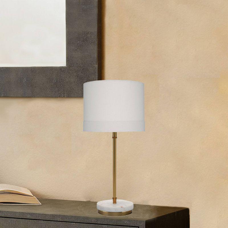 Grace Table Lamp White - Splendor Home: Marble Base, Antique Finish, Drum Shade, UL Listed, No Tools Assembly