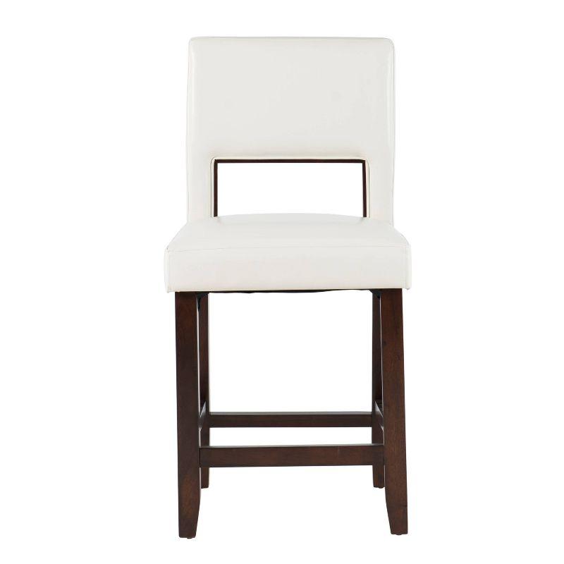 Linon 24" Vega Padded Back and Seat Faux Leather Counter Height Barstool Hardwood White: Rubberwood Legs, Polyurethane Upholstery