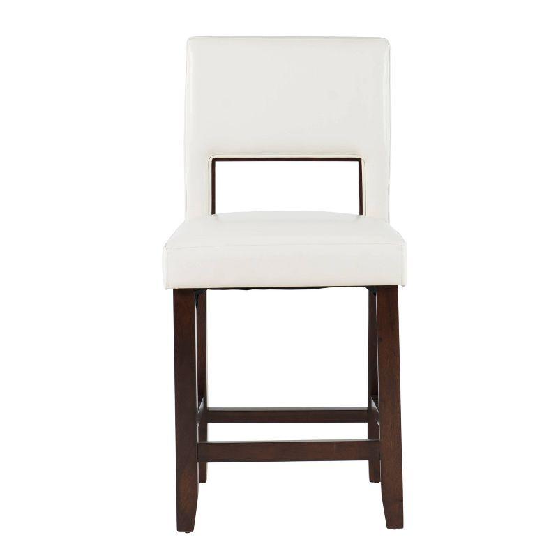 Elegant Vega 24" Espresso Finish Counter Stool with White Faux Leather