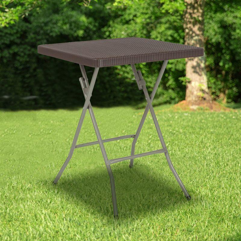 Noah 1.95-Foot Square Rattan Plastic Folding Table - Outdoor Event Table