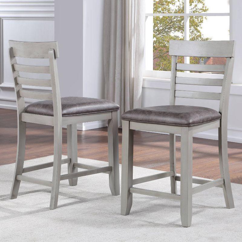 Set of 2 26" Hyland Counter Height Barstools Gray - Steve Silver Co.: Upholstered, Rubberwood Legs