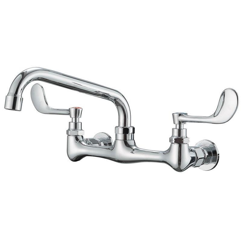 Polished Chrome Double Handle Wall Mount Kitchen Faucet