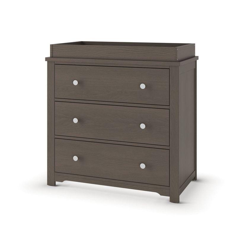 Harmony Dapper Gray 3-Drawer Nursery Dresser with Table Topper