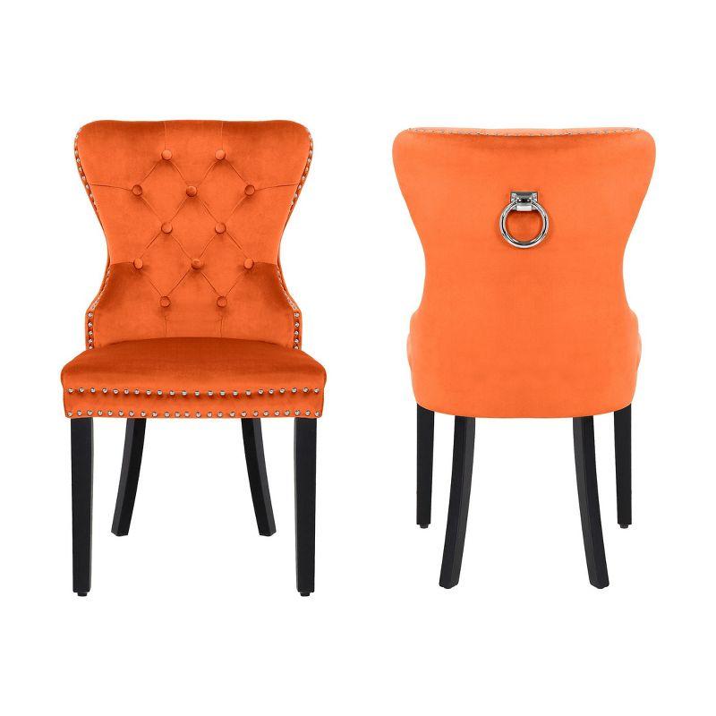 WestinTrends  Velvet Upholstered Tufted Dining Chairs (Set of 2), Orange