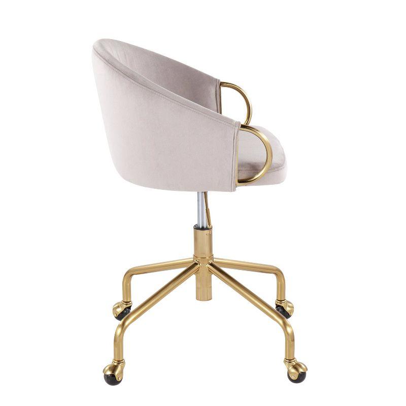 Claire Velvet/Metal/Plywood Task Chair Gold/Silver - LumiSource: Swivel Desk Chair with Casters, Adjustable Height
