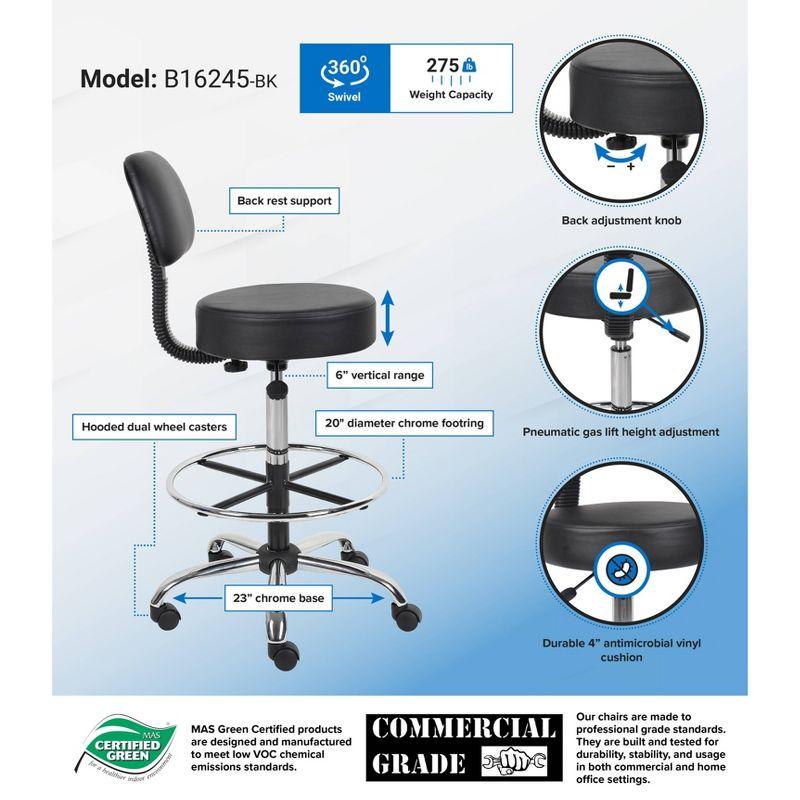 Medical/Drafting Stool with Back Cushion - Boss Office Products