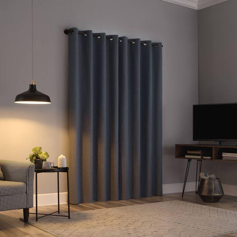 Blue Polyester Blackout Grommet Curtain Panel