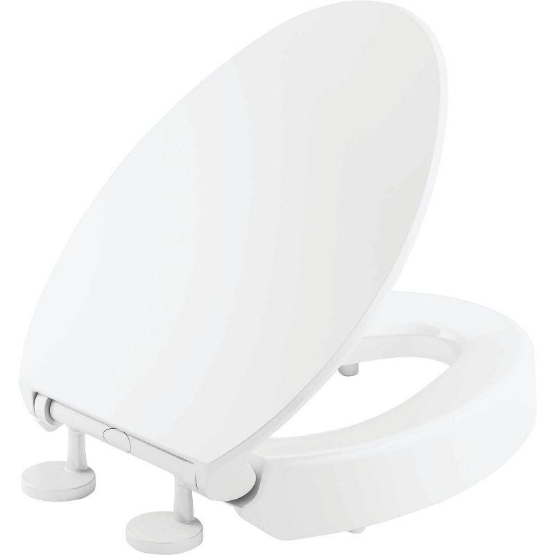 Hyten White Elevated Elongated Quiet-Close Toilet Seat