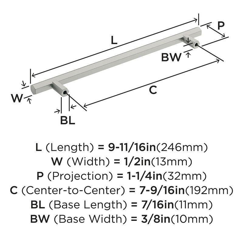 Amerock Caliber 7-9/16 inch (192mm) Center-to-Center Satin Nickel Cabinet Pull