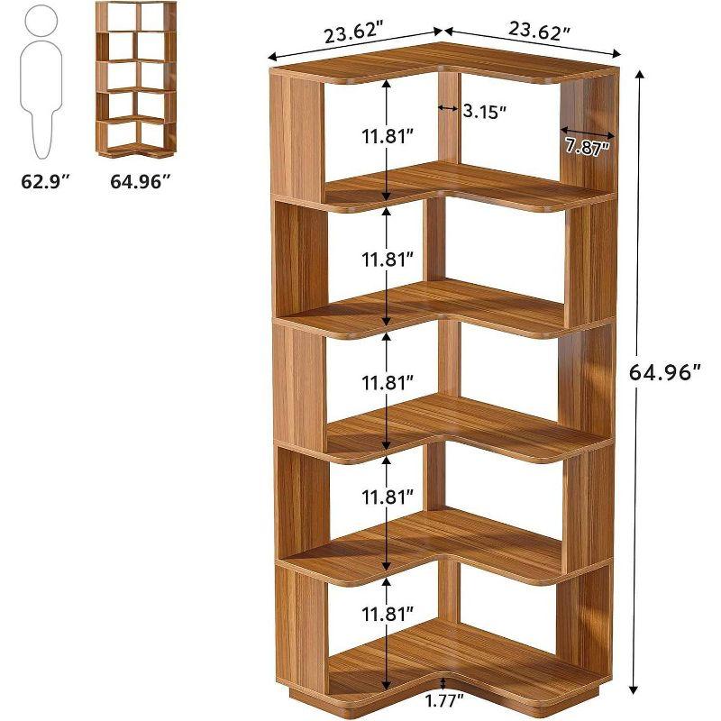 LITTLE TREE 64.96" 6 Tier Corner Bookshelf Walnut
