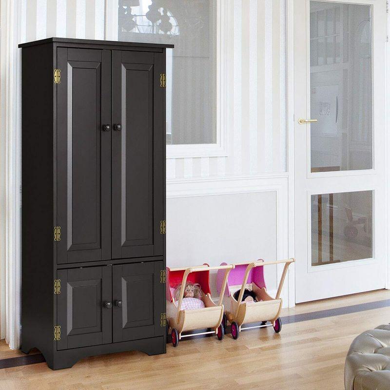 Costway Accent Storage Cabinet Adjustable Shelves Antique 2 Door Floor Cabinet Black