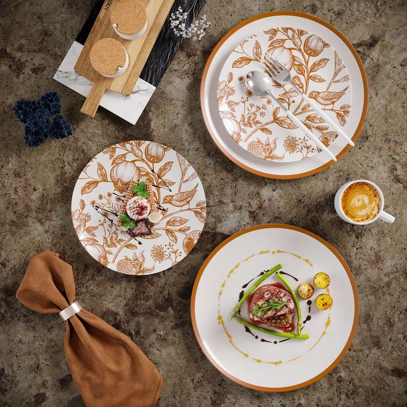 Trendables Plastic Disposable Plate Set 40 x 8" and 40 x 10" Brown and White Thanksgiving Plate with Pomegranate Design
