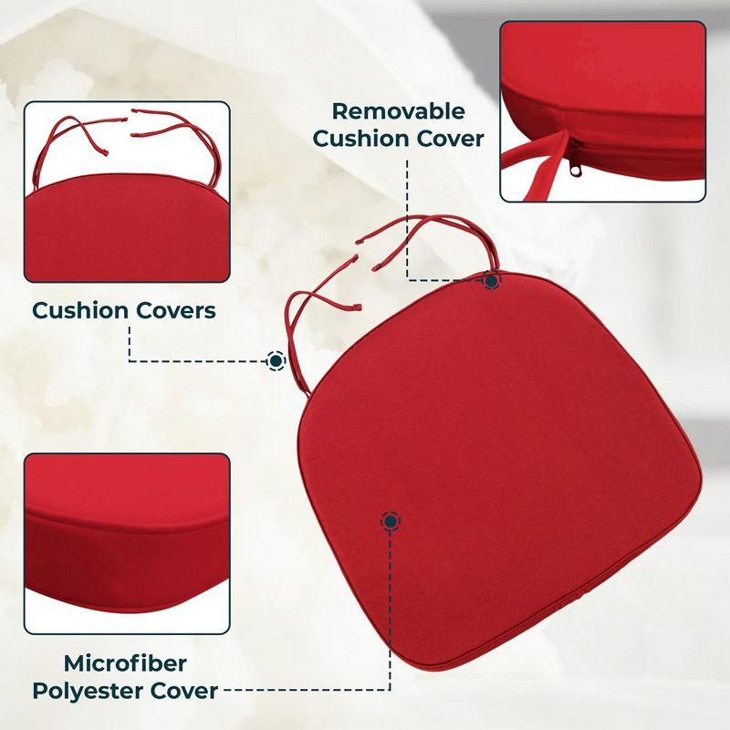 LeisureMod Memory Foam Chair Cushion Comfortable Pads with Modern Ties with Removable Cushions for Dining & Kitchen Chairs