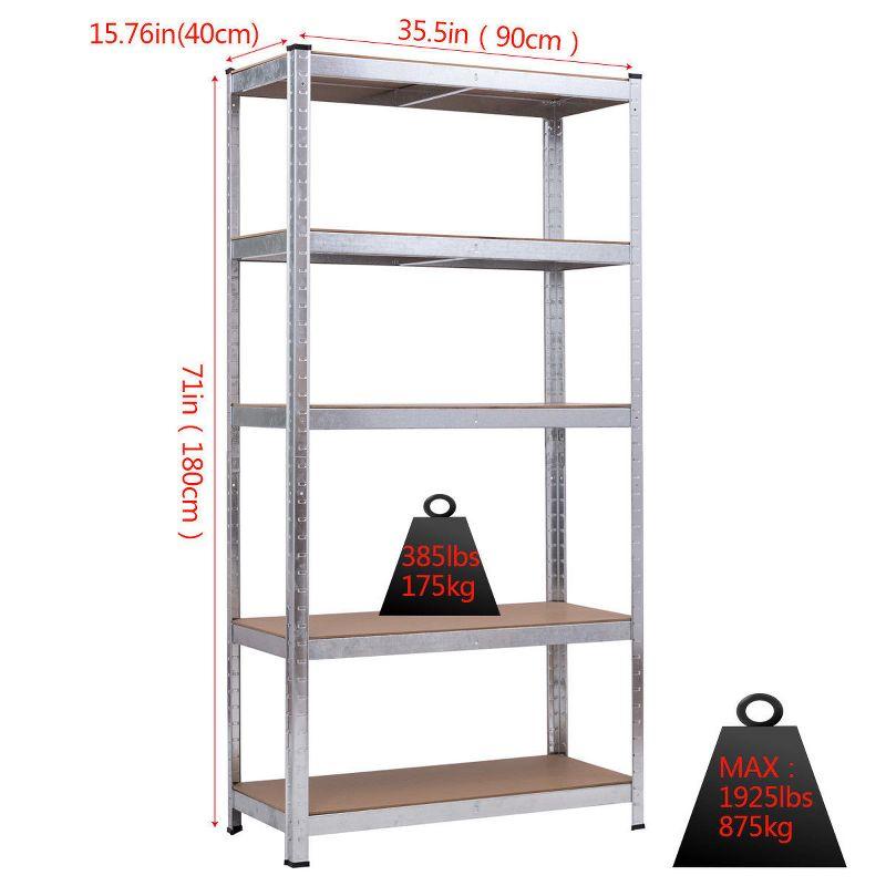 Costway 2 PC 71'' Heavy Duty Storage Shelf Steel Metal Garage Rack 5 Level Adjustable Shelves