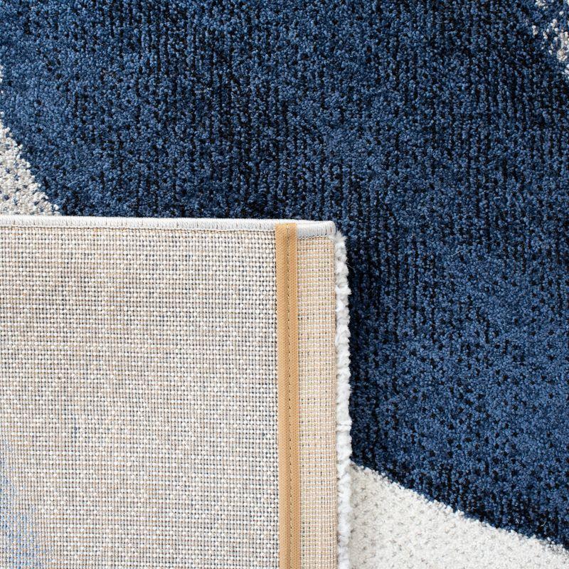 Gray and Blue Mid-Century Modern Runner Rug