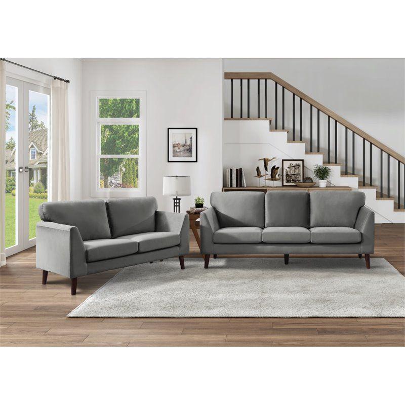 Tolley Velvet Loveseat in Gray - Lexicon