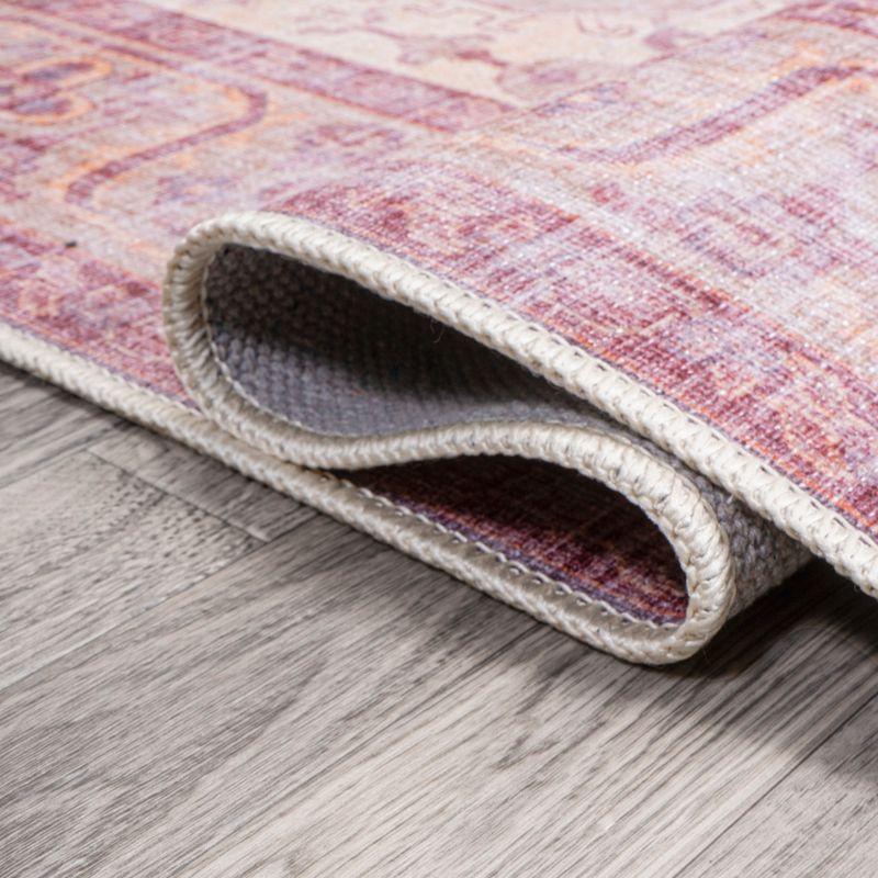 2' x 8' Alacati Ogee Medallion Machine Washable Indoor/Outdoor Runner Rug, Red/Orange/Cream - JONATHAN Y