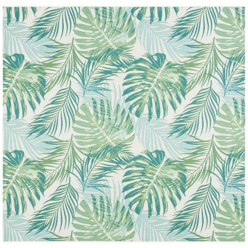 Barbados BAR592 Power Loomed Indoor and Outdoor Area Rug - Green/Teal - 8'x8' - Safavieh.