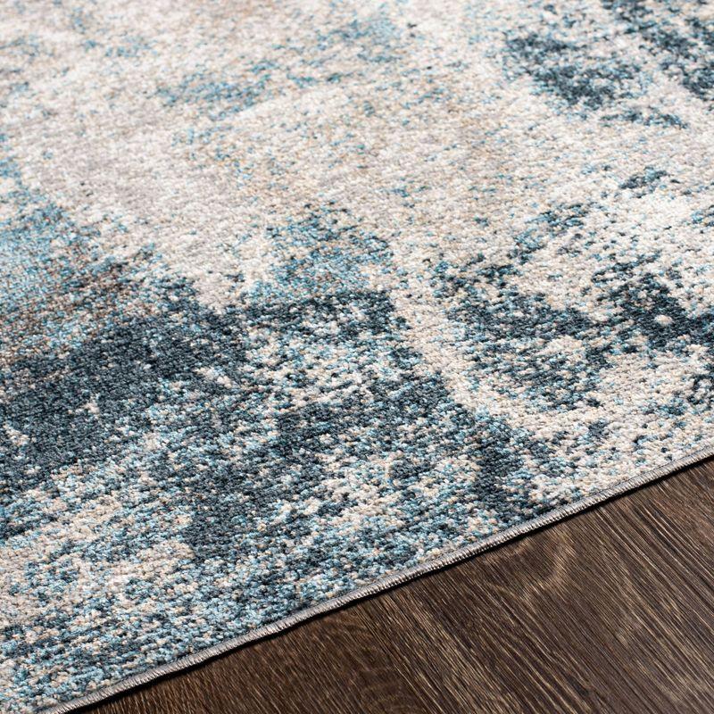 Reversible Easy-Care Watercolor Blue Synthetic 8' x 10' Rug