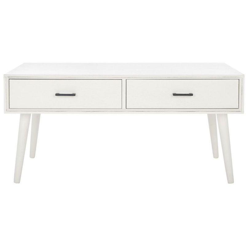 Mozart Mid-Century Coffee Table - Distressed White - Safavieh