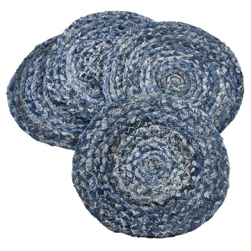 Denim Blue Round Cotton Chindi Placemats Set of 4