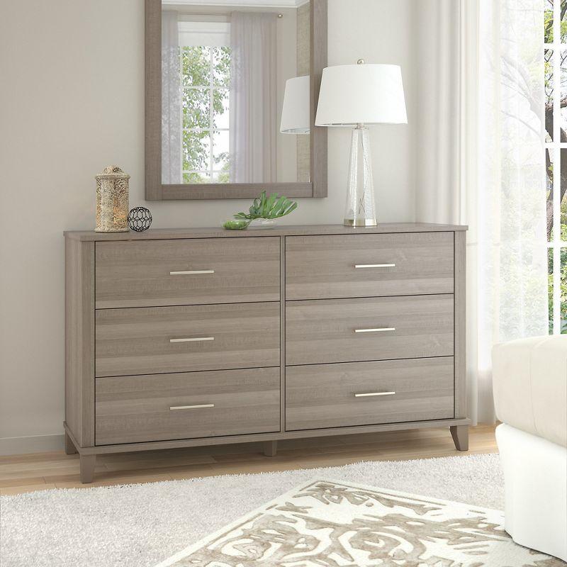 Somerset 6 Drawer Dresser in Gray - Bush Furniture: Mid-Century Style, Ample Storage Space