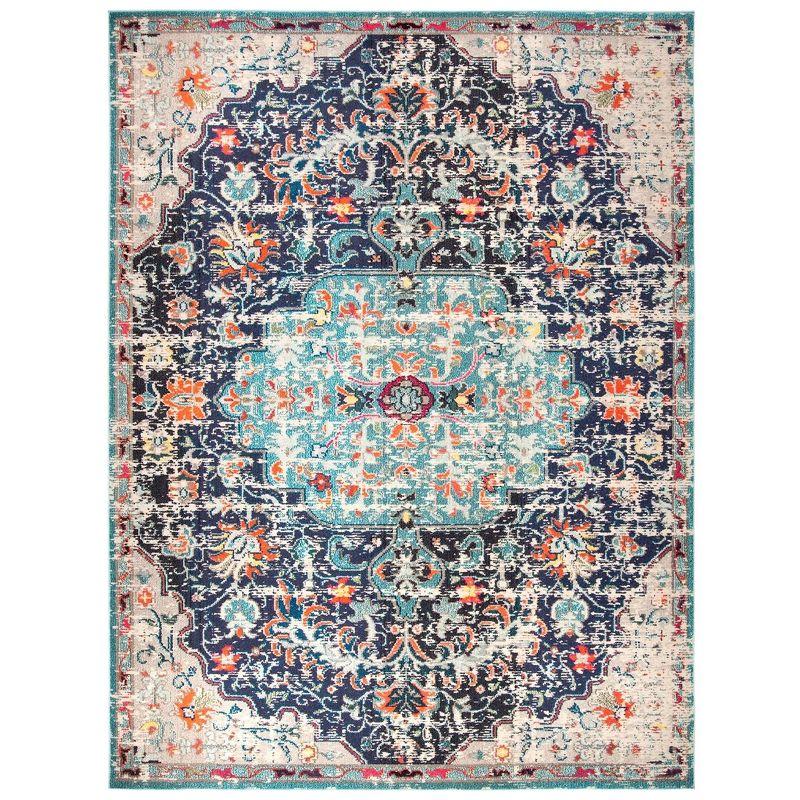 Madison MAD447 Power Loomed Indoor Area Rug - Black/Teal - 8'x10' - Safavieh