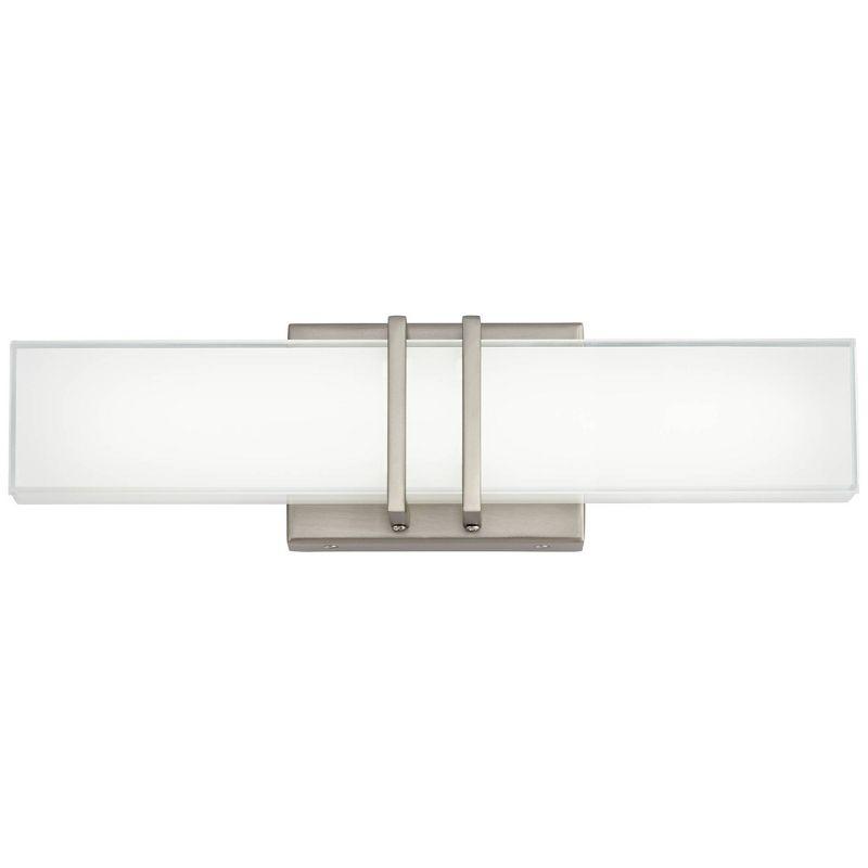 Possini Euro Design Exeter Modern Wall Light Brushed Nickel 17" Light Bar LED Fixture Silk Screened Glass Shade for Bedroom Bathroom Vanity Reading