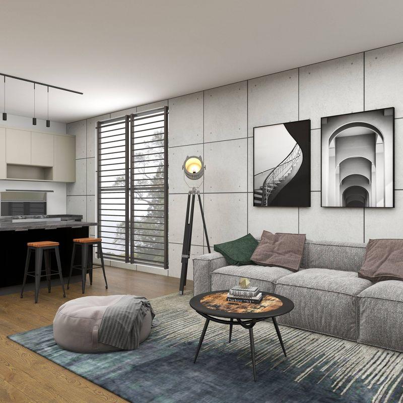 Wood and Iron Coffee Table Gray - Olivia & May: Mid-Century Modern, Oil Rubbed Finish, Tapered Legs