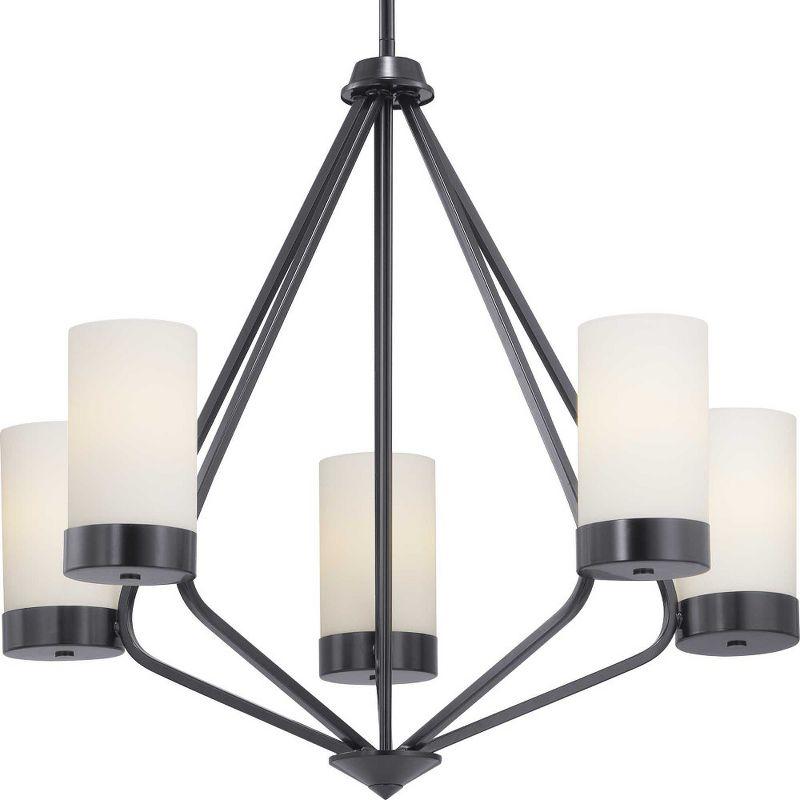 Progress Lighting Elevate 5-Light Chandelier, Steel, Matte Black, Glass Shades