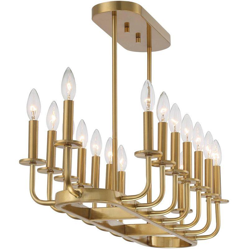 Stiffel Soft Gold Linear Pendant Chandelier 38 3/4" Wide Modern Open Frame 16-Light Fixture for Kitchen Island Dining Room House