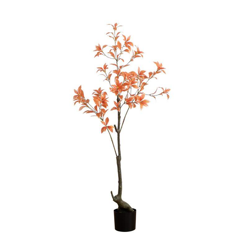 4.5-ft Orange Plastic Pieris Artificial Fall Tree in Black Pot