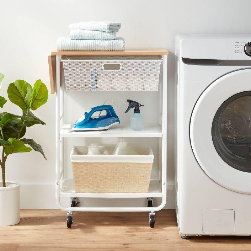 Metal Storage Cart with Mesh Drawer and Wood Top - Brightroom™