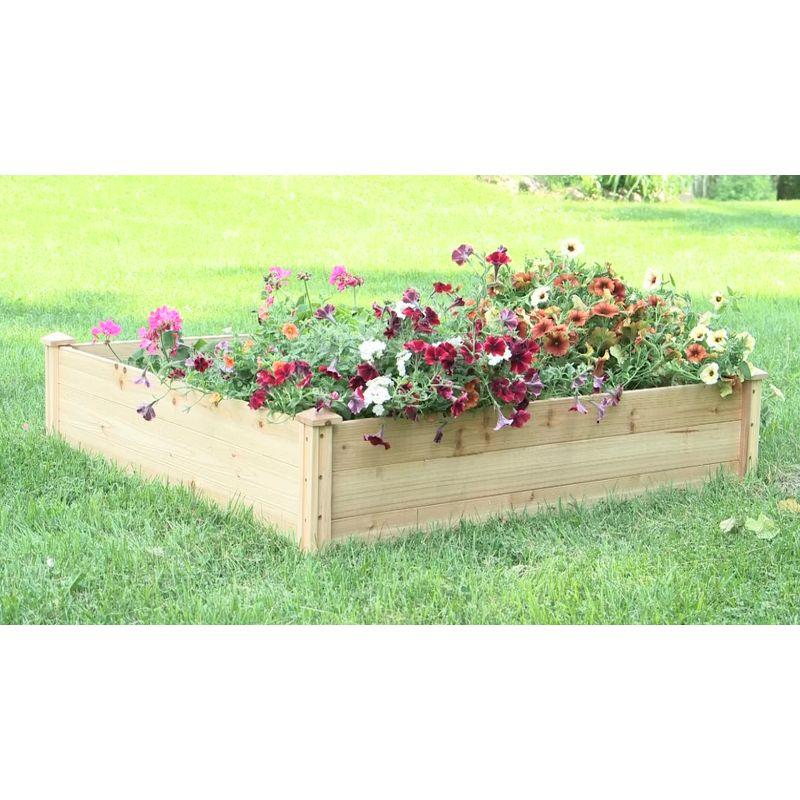 Sunnydaze Outdoor Square Wood Raised Garden Bed for Flower, Vegetable, and Herb Gardening - 48" Square - Brown