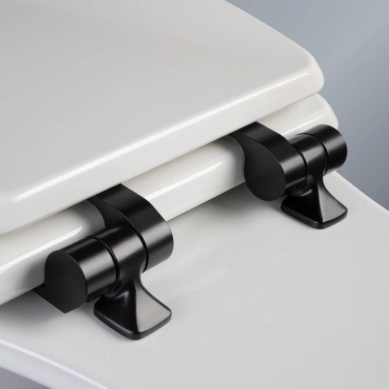 Bennett Toilet Seat with Metal Hinges, Slow Close Wood Seat, Easy Install, Elongated, White