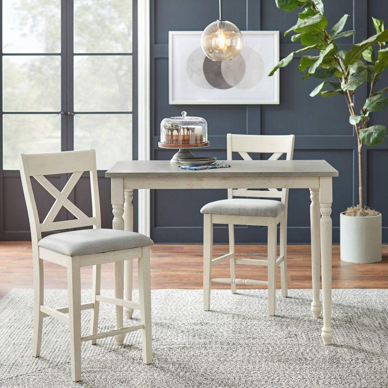 Set of 2 24" Montreal Cross Back Barstools White - Lifestorey: Rubberwood Frame, Upholstered, Fixed Height