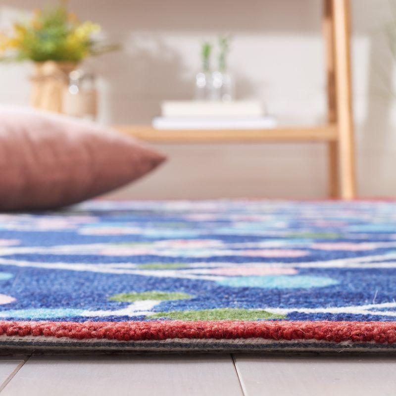 Handmade Blue Floral Wool Tufted Area Rug