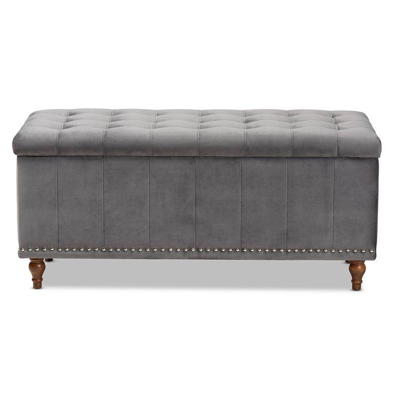 Kaylee Velvet Upholstered Button Tufted Ottoman Bench with Interior Storage - Baxton Studio