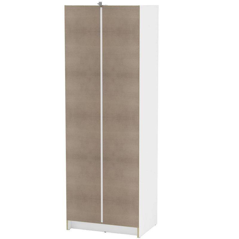 Denmark 2 Door and 2 Drawer Wardrobe White - Polifurniture: Modern Clothing Armoire with Fixed Hanging Rod