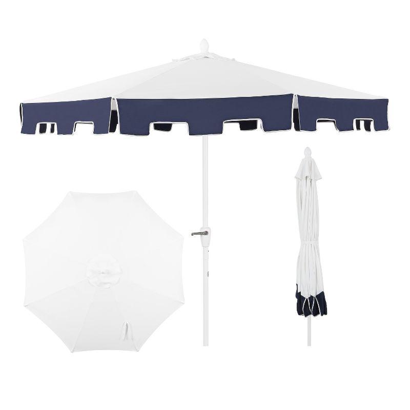 Arlmont & Co. Taveon 9 ft. Classic MidCentury Market Patio Umbrella with UV Protection, Auto-Tilt, and Crank