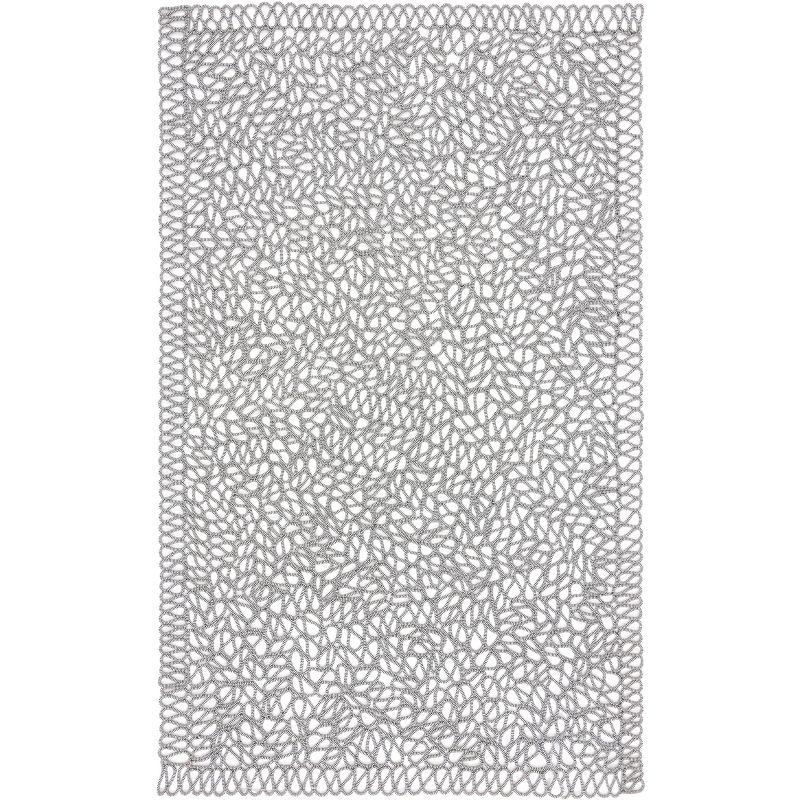 Hand-Knotted Black Synthetic Rectangular 4' x 6' Rug