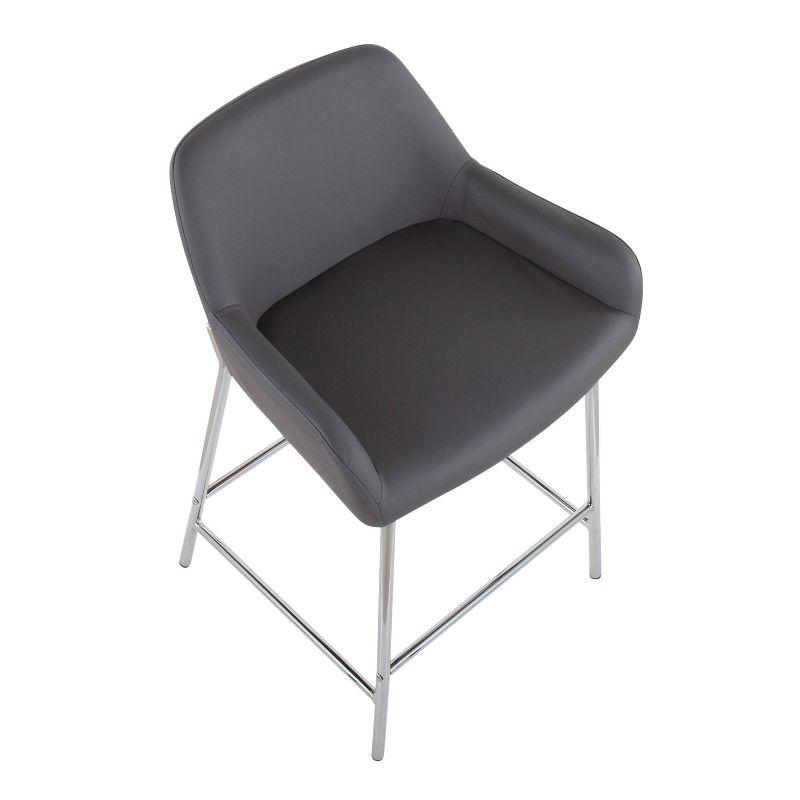 Set of 2 Daniella Metal Polyester Counter Height Barstools Chrome/Gray - LumiSource: Upholstered, Steel Frame, Fixed Height